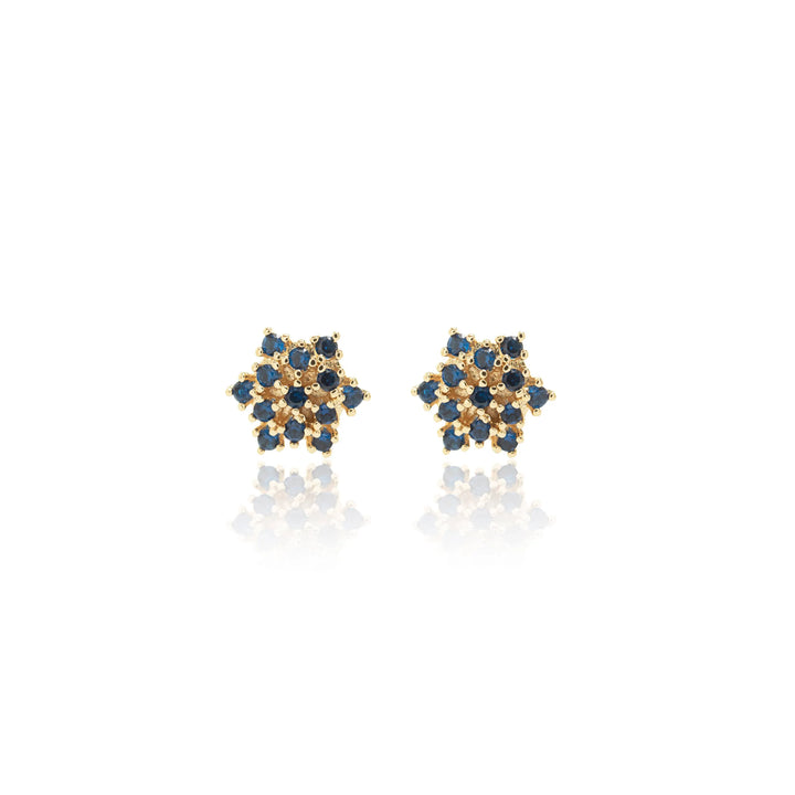 Bright flake dark blue cubic zirconia stud earrings 18k gold filled on copper Elladora Store Australia
