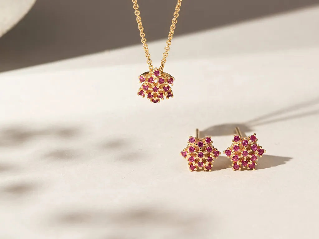 Bright Flake with Red Cubic Zirconia set 18k Gold Filled, Elladora Store Australia