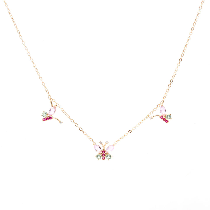 Bright Green Amethyst Butterfly Necklace, 18k Gold Filled