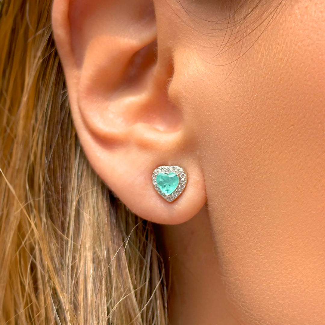 Bright Heart Paraiba Tourmaline Fusion Earrings, 925 Sterling Silver