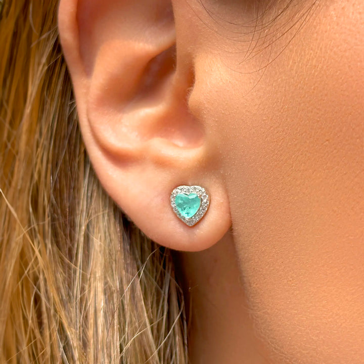 Bright Heart Paraiba Tourmaline Fusion Earrings, 925 Sterling Silver