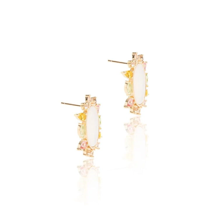 Bright Modern Mother of Pearl Earrings, 18k Gold Filled