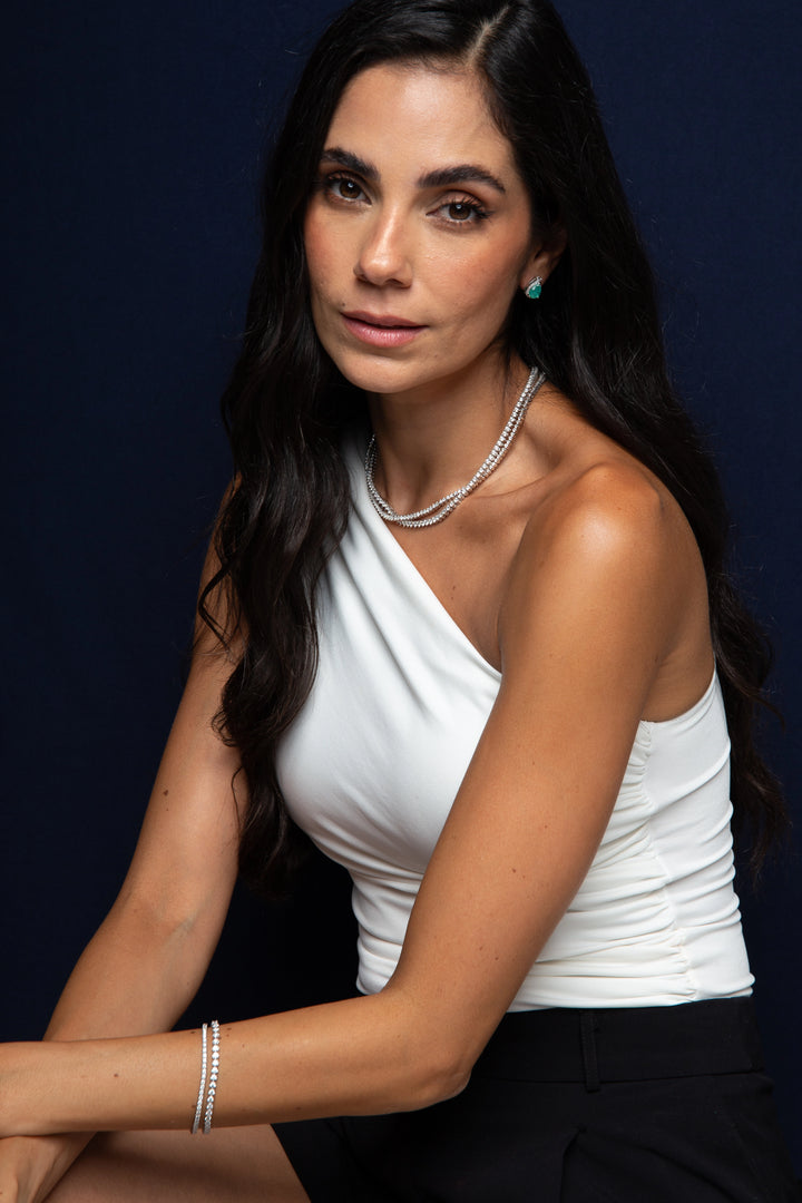 Bright Moissanite Round Tennis Bracelet 2.75mm, 925 Sterling Silver & Rhodium