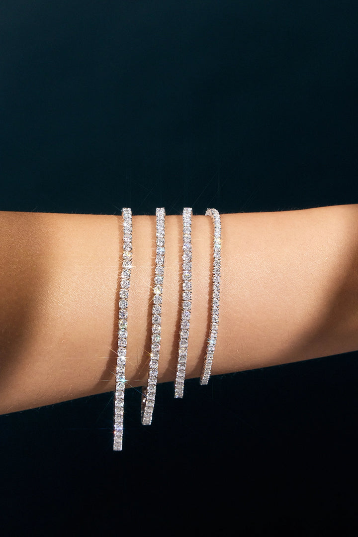 Bright Moissanite Tennis Bracelet 2mm, 925 Sterling Silver & Rhodium