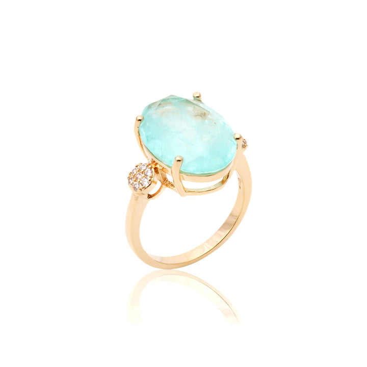 Bright Oval Light Tourmaline Fusion Ring, 18k Gold Filled