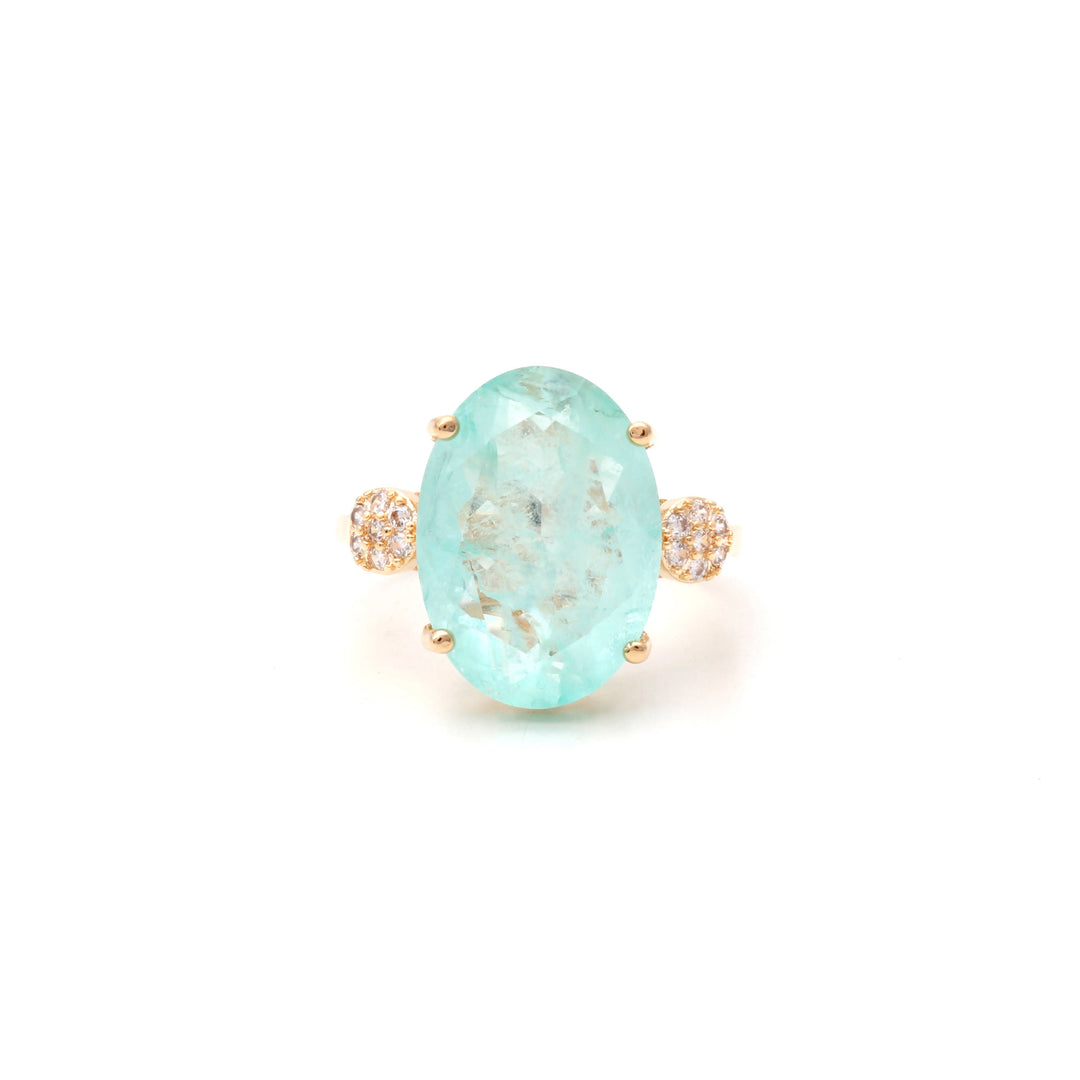 Bright Oval Light Tourmaline Fusion Ring, 18k Gold Filled