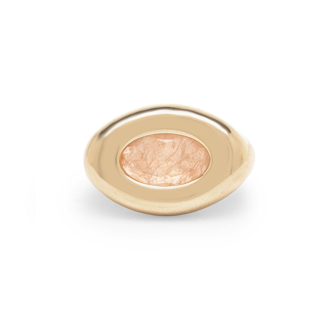 Bright Oval Morganite Fusion Ring, 18k Gold Filled