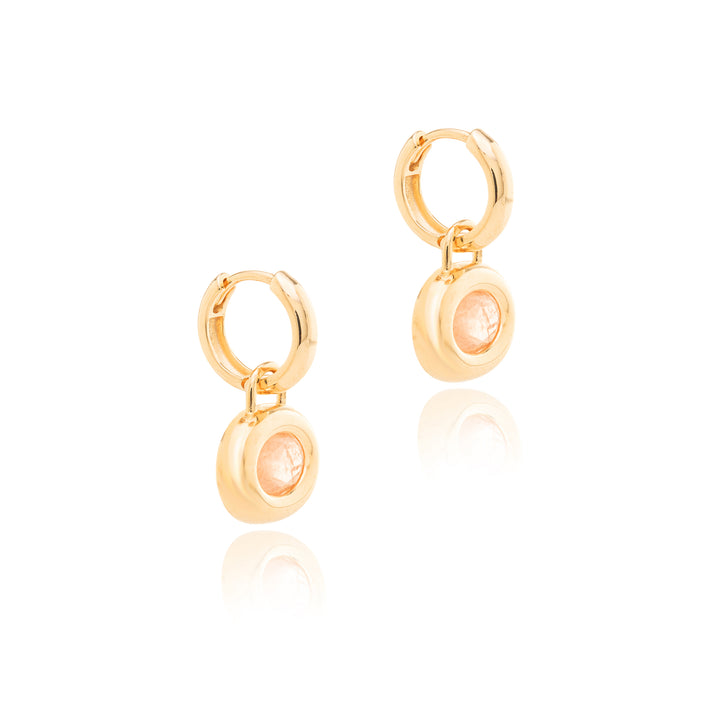 Bright Removable Oval Morganite Fusion Charm Hoop Earrings 15mm, 18k Gold Filled