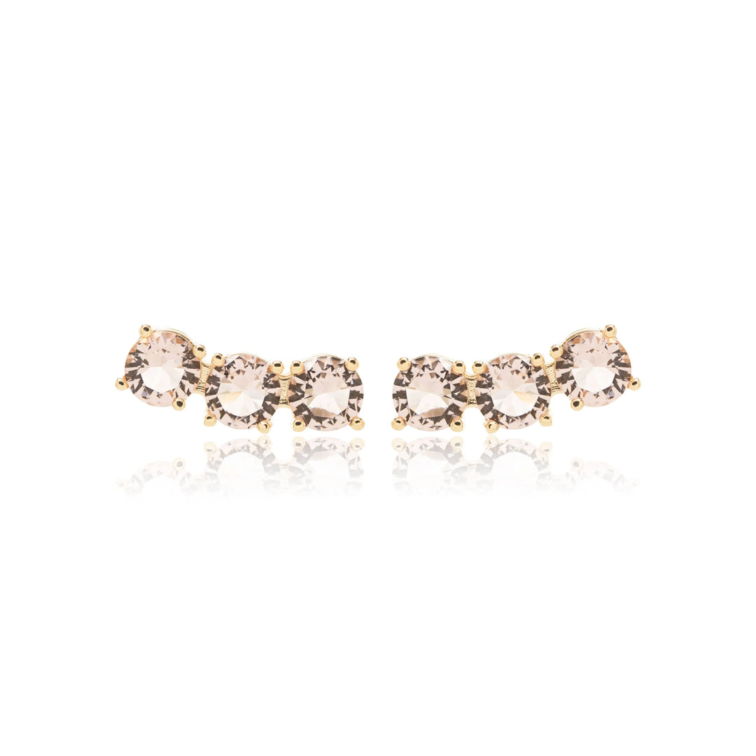 Bright Round Rhodolite Crystal Ear Cuff Earrings, 18k Gold Filled Elladora Store Australia