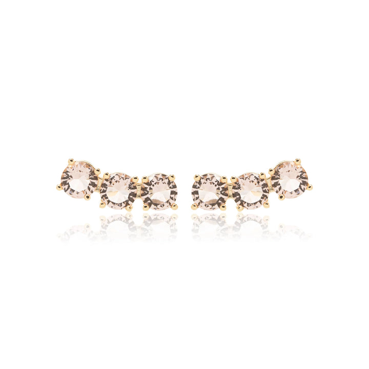 Bright Round Rhodolite Crystal Ear Cuff Earrings, 18k Gold Filled Elladora Store Australia