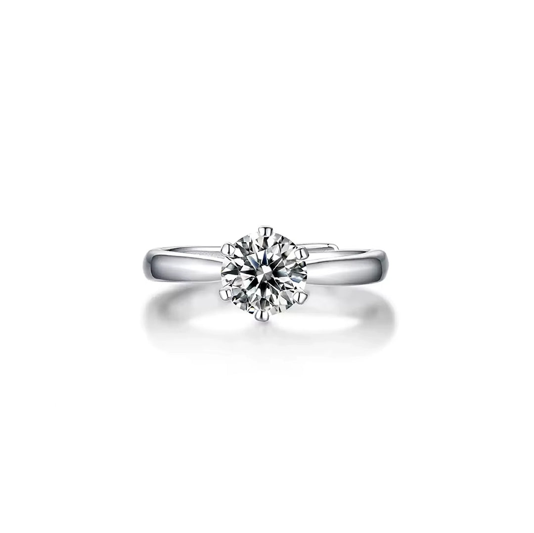 Bright Round White Zirconia Ring, 925 Sterling Silver