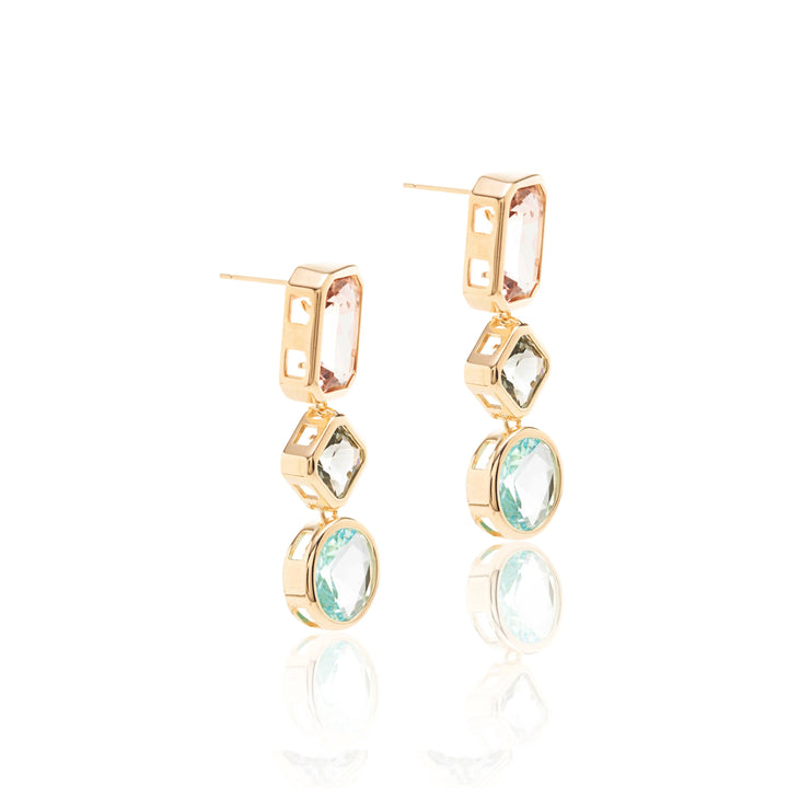 Bright Shapes Crystals Statement Earrings, 18k Gold Filled