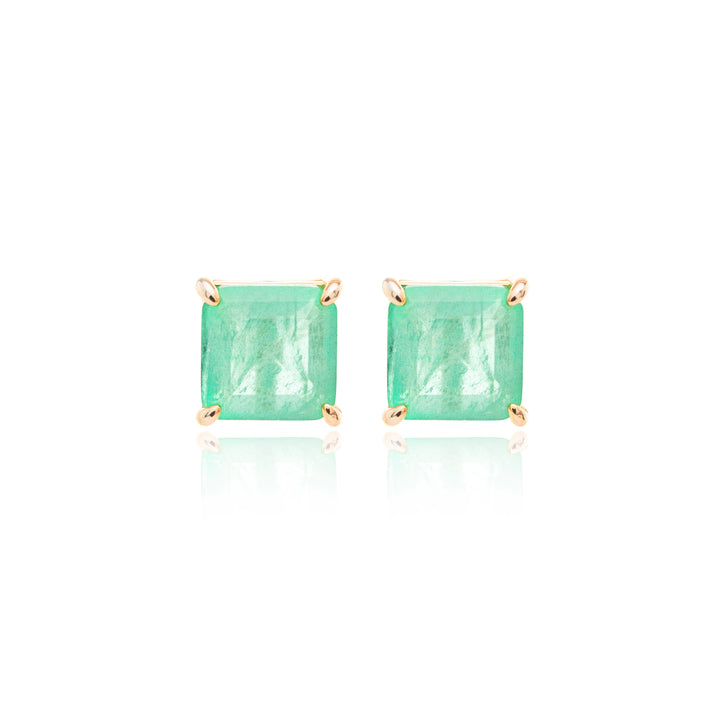 Bright Square Paraiba Tourmaline Fusion Stud Earrings 8x8mm, 18k Gold Filled