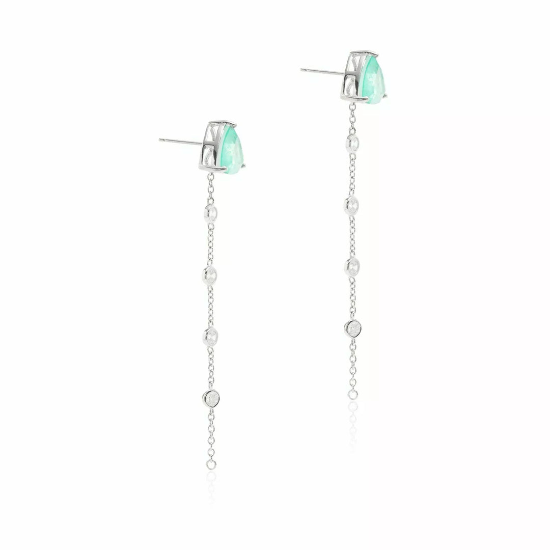 Bright Triangle Paraiba Tourmaline Fusion Earrings, 925 Sterling Silver