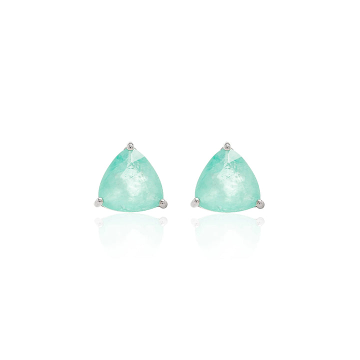 Bright Triangle Paraiba Tourmaline Fusion Earrings, 925 Sterling Silver