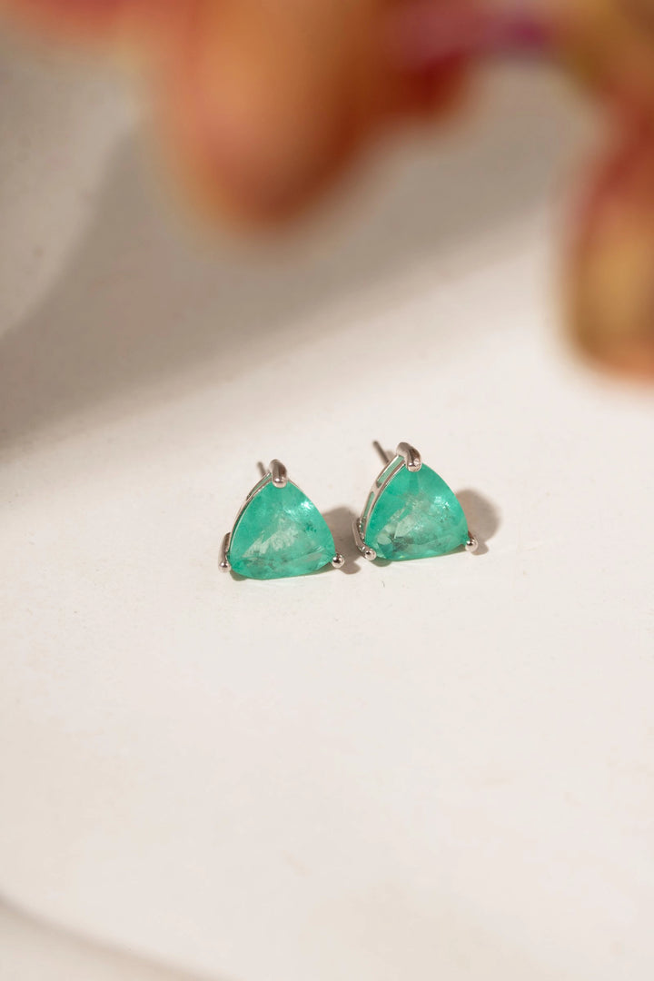 Bright Triangle Paraiba Tourmaline Fusion Earrings, 925 Sterling Silver
