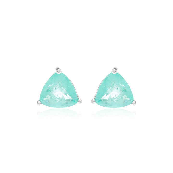 Bright Triangle Paraiba Tourmaline Fusion Earrings, 925 Sterling Silver