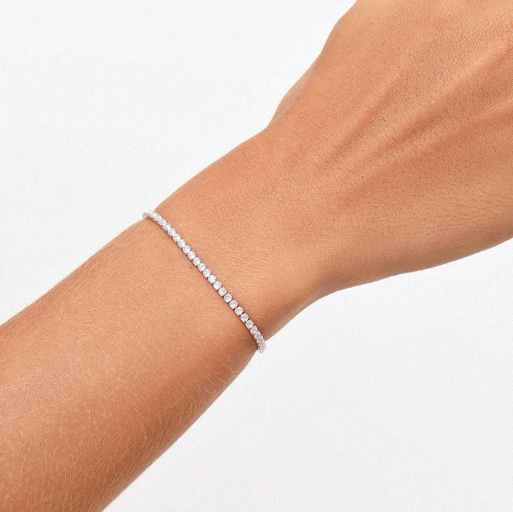 Bright White Zirconia Tennis Bracelet, 925 Sterling Silver