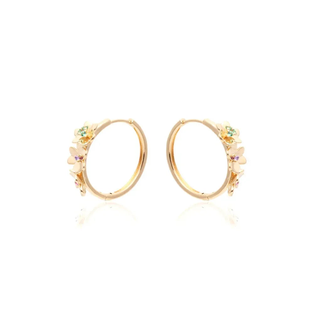 Butterfly & Flowers, Rectangular Light Blue Tourmaline Fusion, Pink Tourmaline & Smokey Topaz Crystal Hopps Earrings, 18k Gold Filled Elladora Store Australia