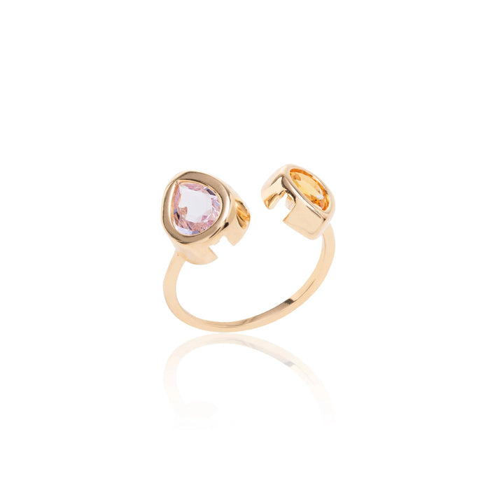 Citrine & Tanzanite Open Ring, 18k Gold Filled