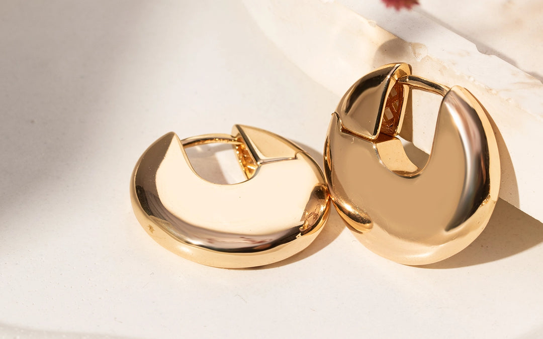 Classic Hoops Earrings, 18k Gold Plated