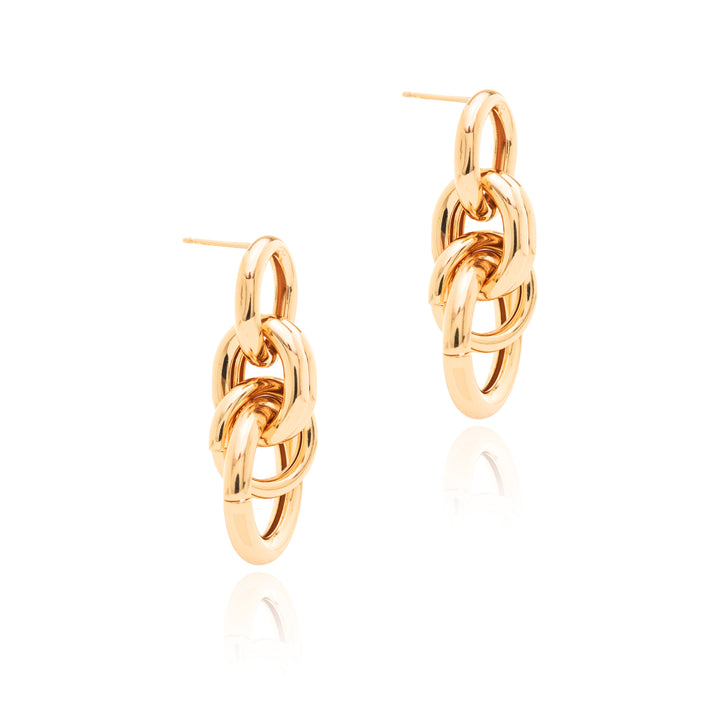 Classic Smooth Chain-Link Drop Earrings, 18k Gold Plated