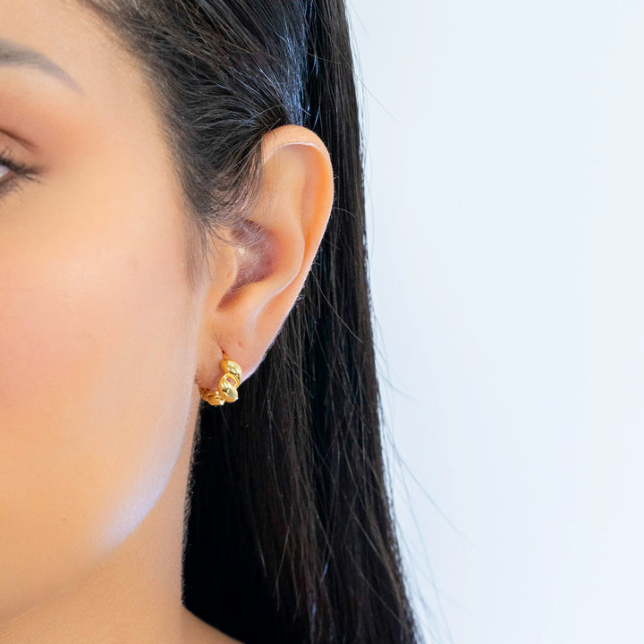 Classic Organ Huggie Earrings, 925 Sterling Silver & Gold Plated