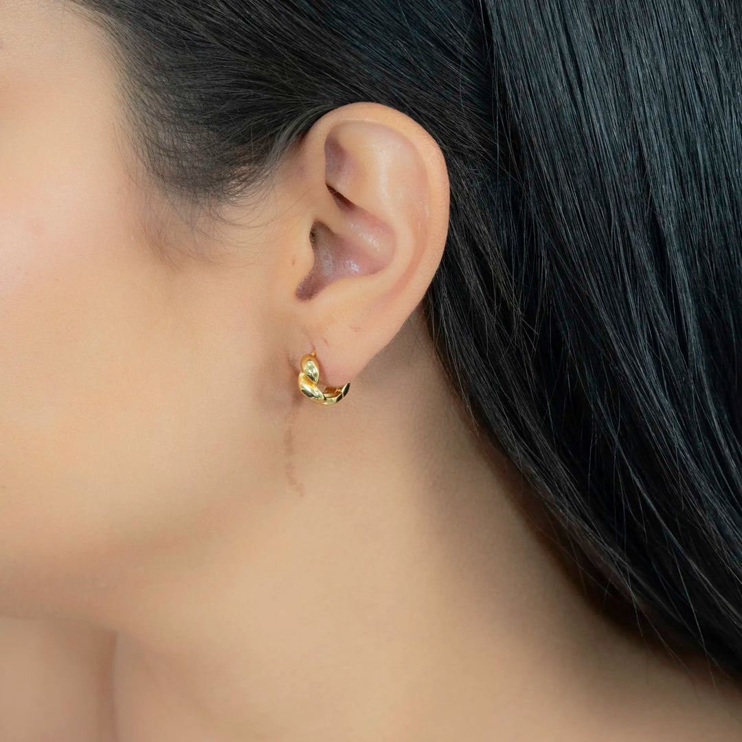 Classic Organ Huggie Earrings, 925 Sterling Silver & Gold Plated