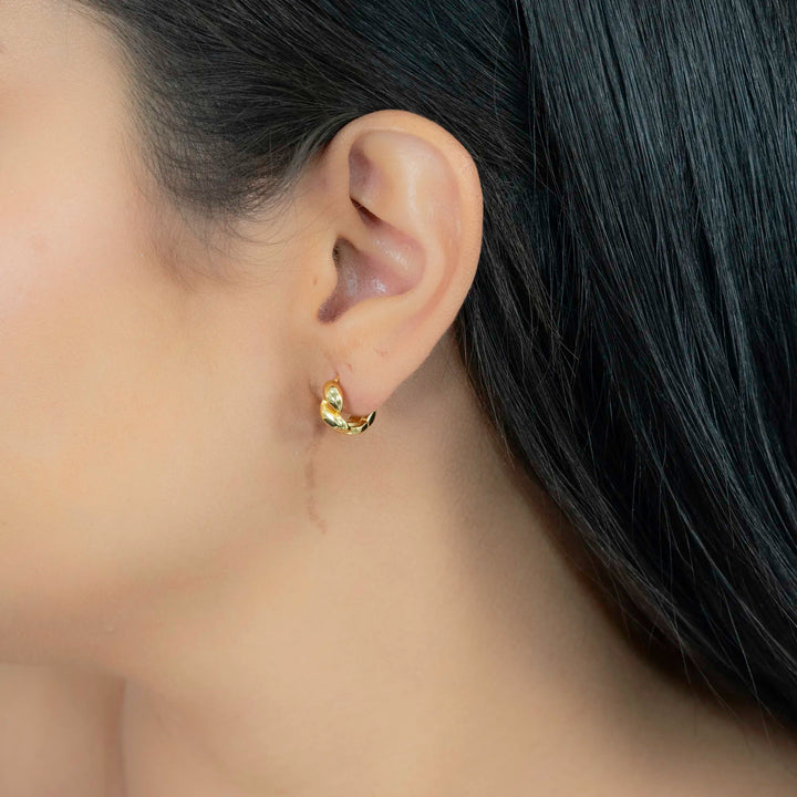 Classic Organ Huggie Earrings, 925 Sterling Silver & Gold Plated