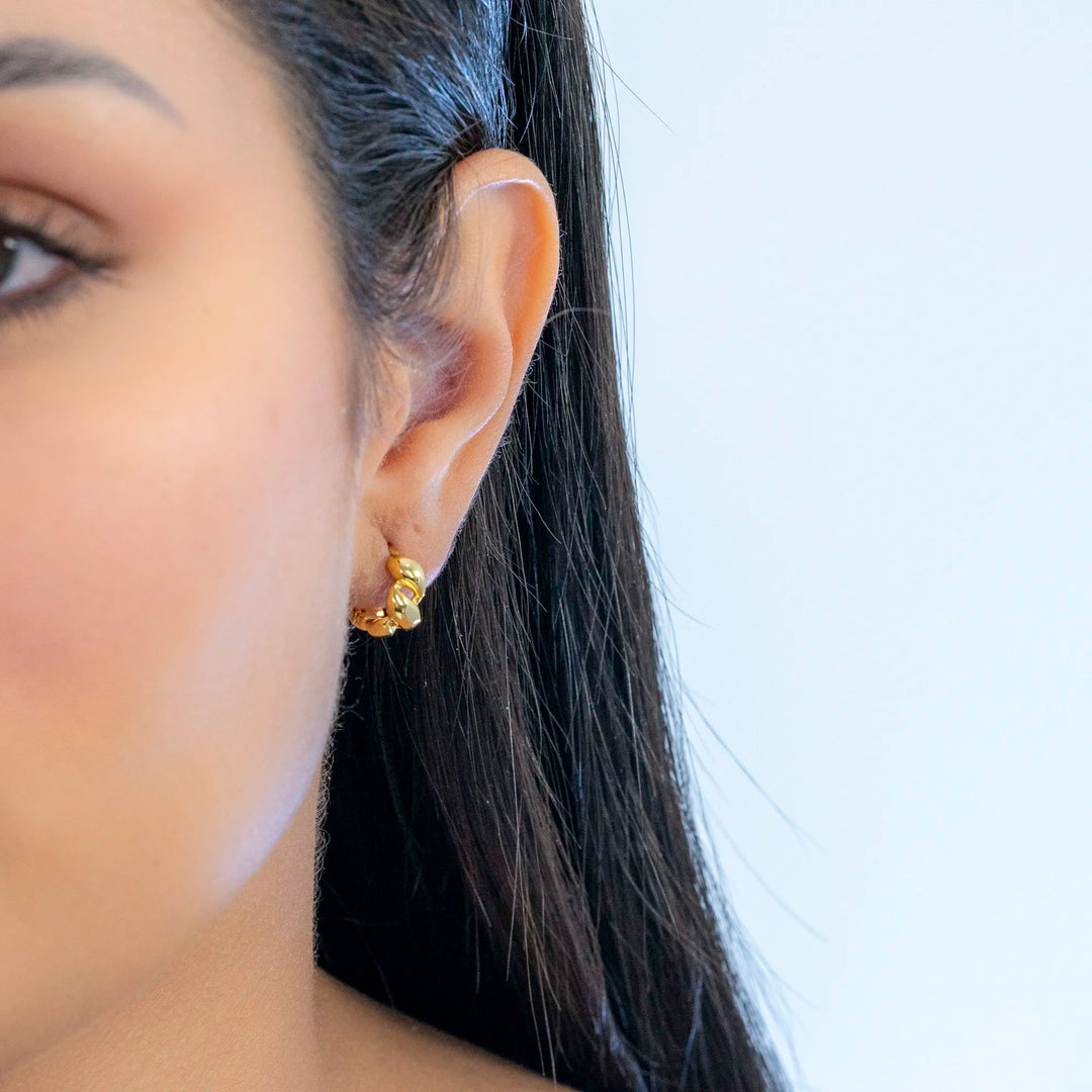 Classic Organ Huggie Earrings, 925 Sterling Silver & Gold Plated