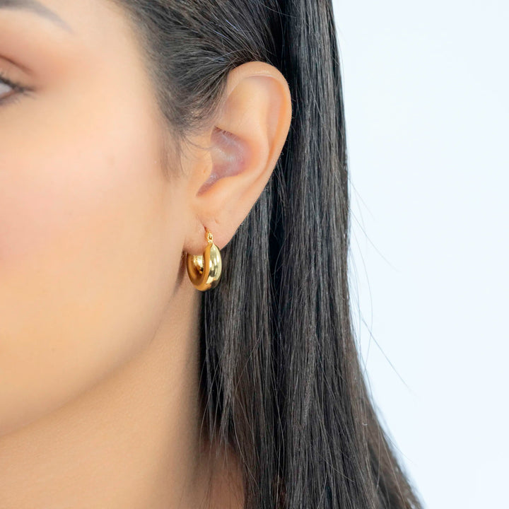 Classic Round Hoops Earrings, 925 Sterling Silver & Gold Plated