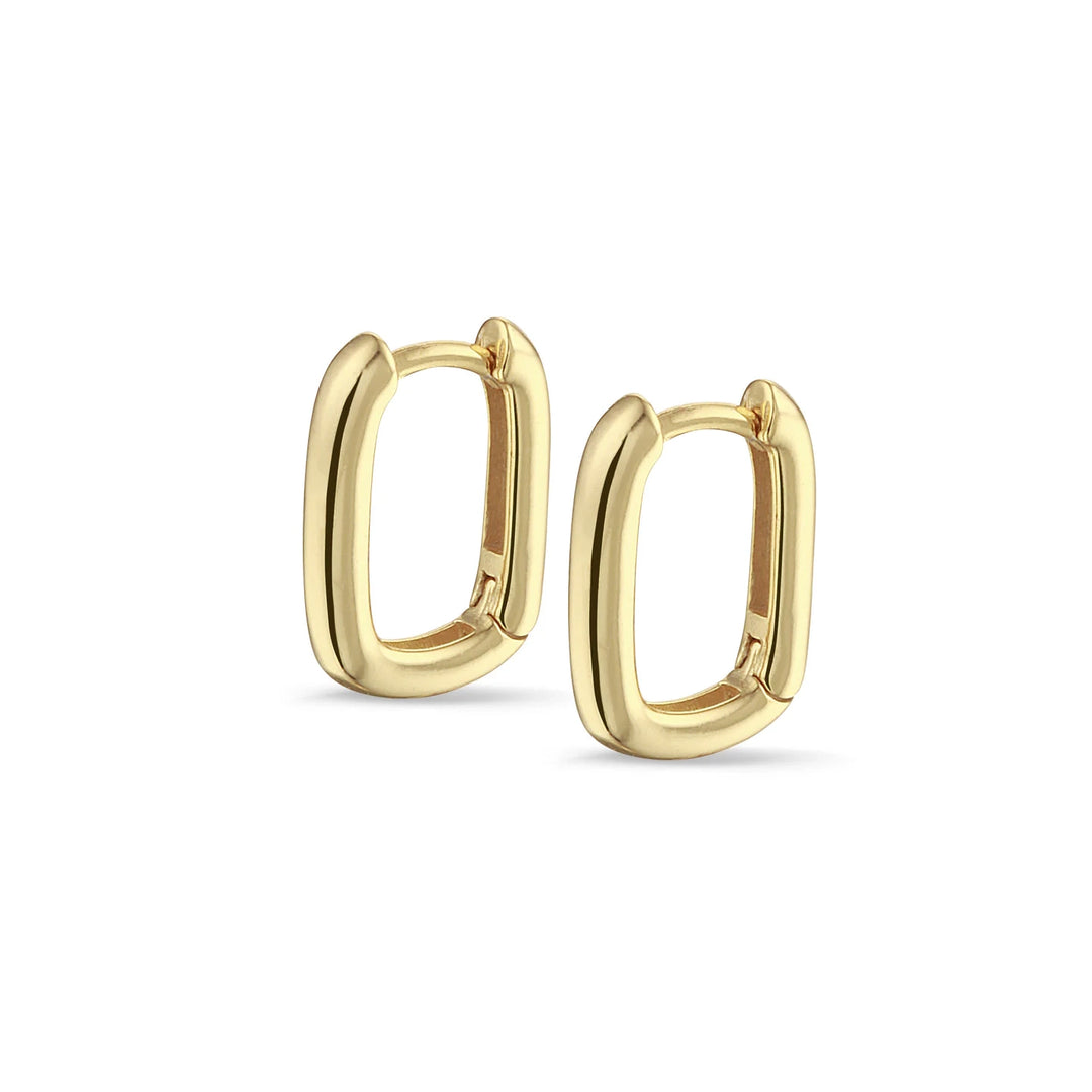 Classic Square Huggie Earring, 925 Sterling Silver & 18k Gold Plated