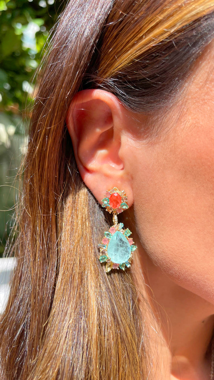 Dana Light Tourmaline & Podange Fusion Earrings, 18k Gold Filled