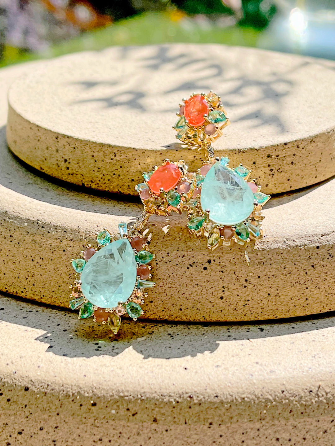 Dana Light Tourmaline & Podange Fusion Earrings, 18k Gold Filled