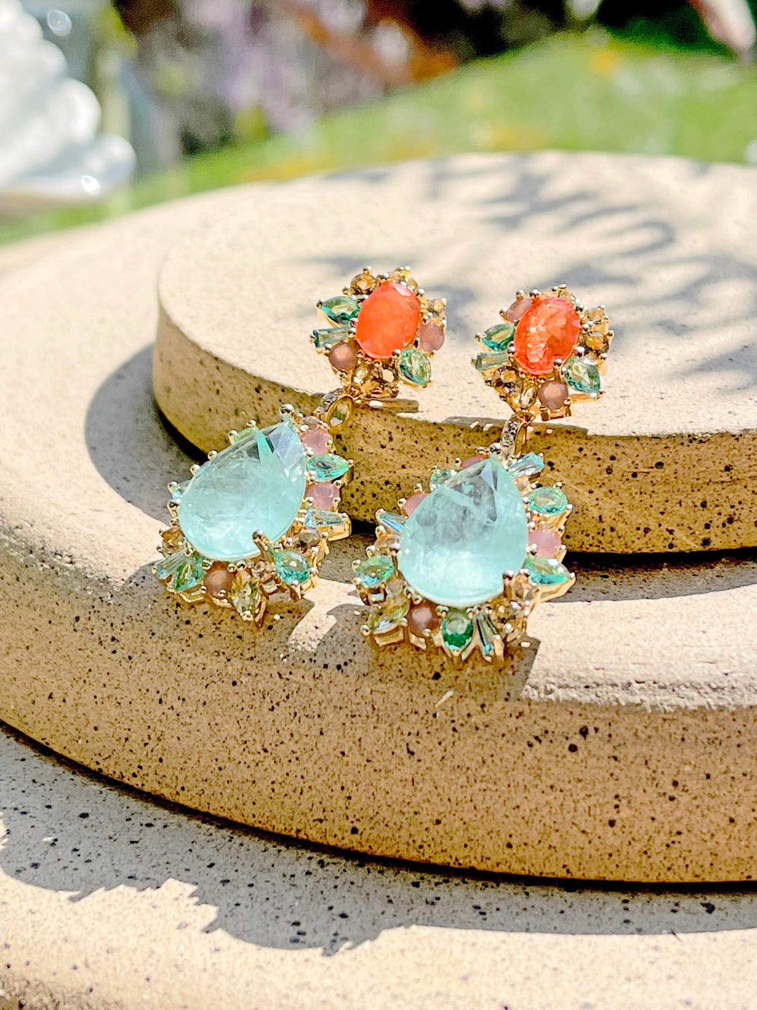Dana Light Tourmaline & Podange Fusion Earrings, 18k Gold Filled