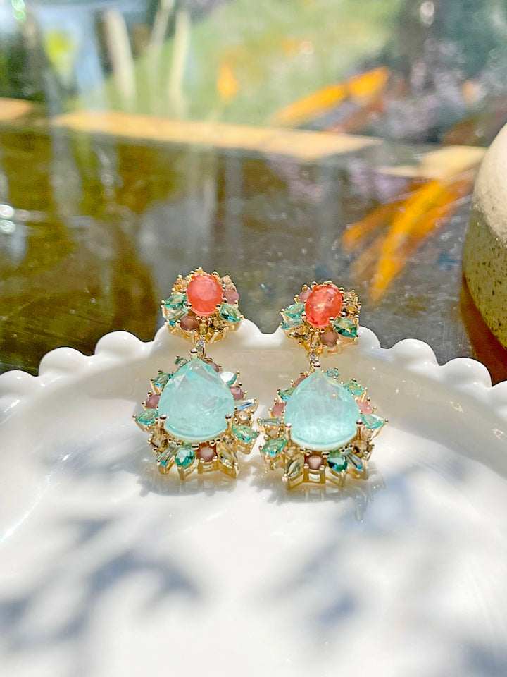Dana Light Tourmaline & Podange Fusion Earrings, 18k Gold Filled