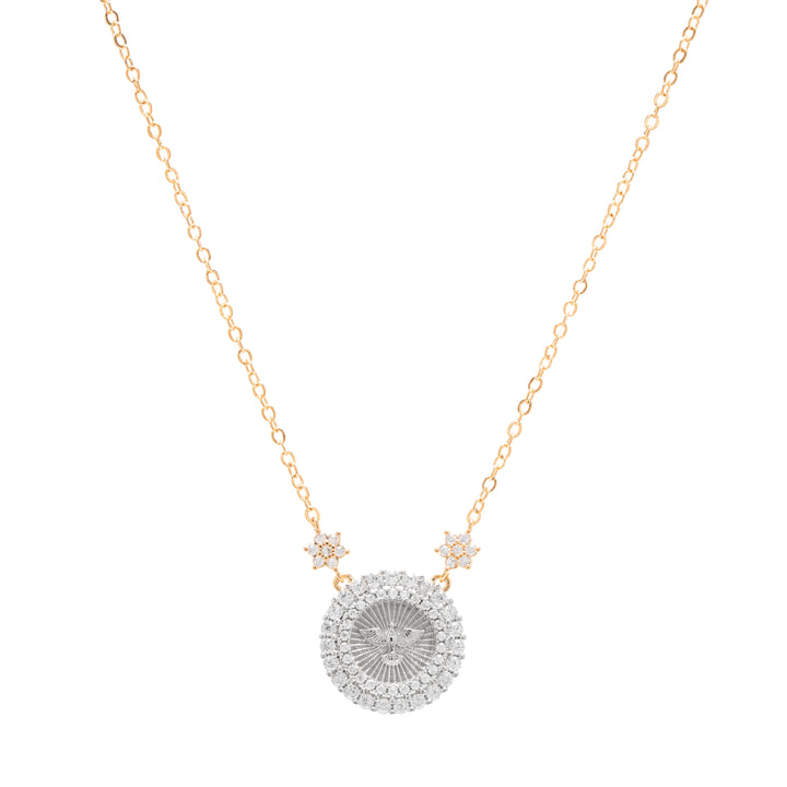 Divine Holy Spirit Necklace with White Zirconia 50cm, 18k Gold Plated