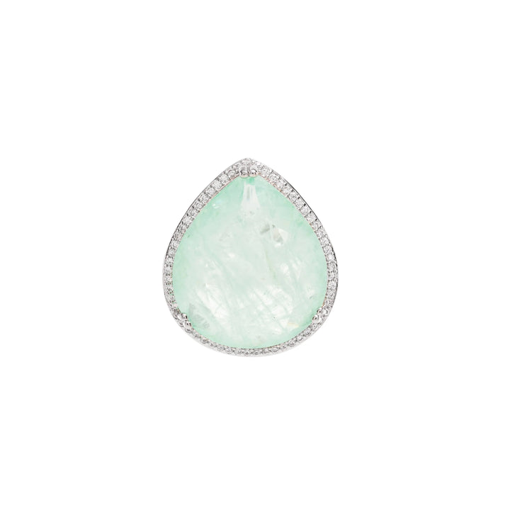 Drop Colombian Emerald Fusion Ring, Rhodium Plated