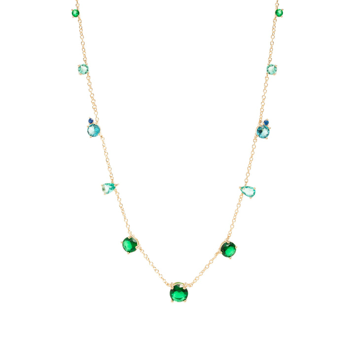 Emerald & Topaz Crystal Necklace, 18k Gol Filled