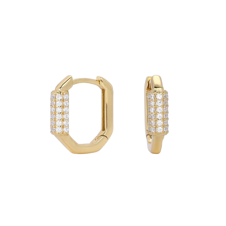 Minimalist White CZ Dainty Huggie Earrings, 925 Sterling Silver & Gold Plated