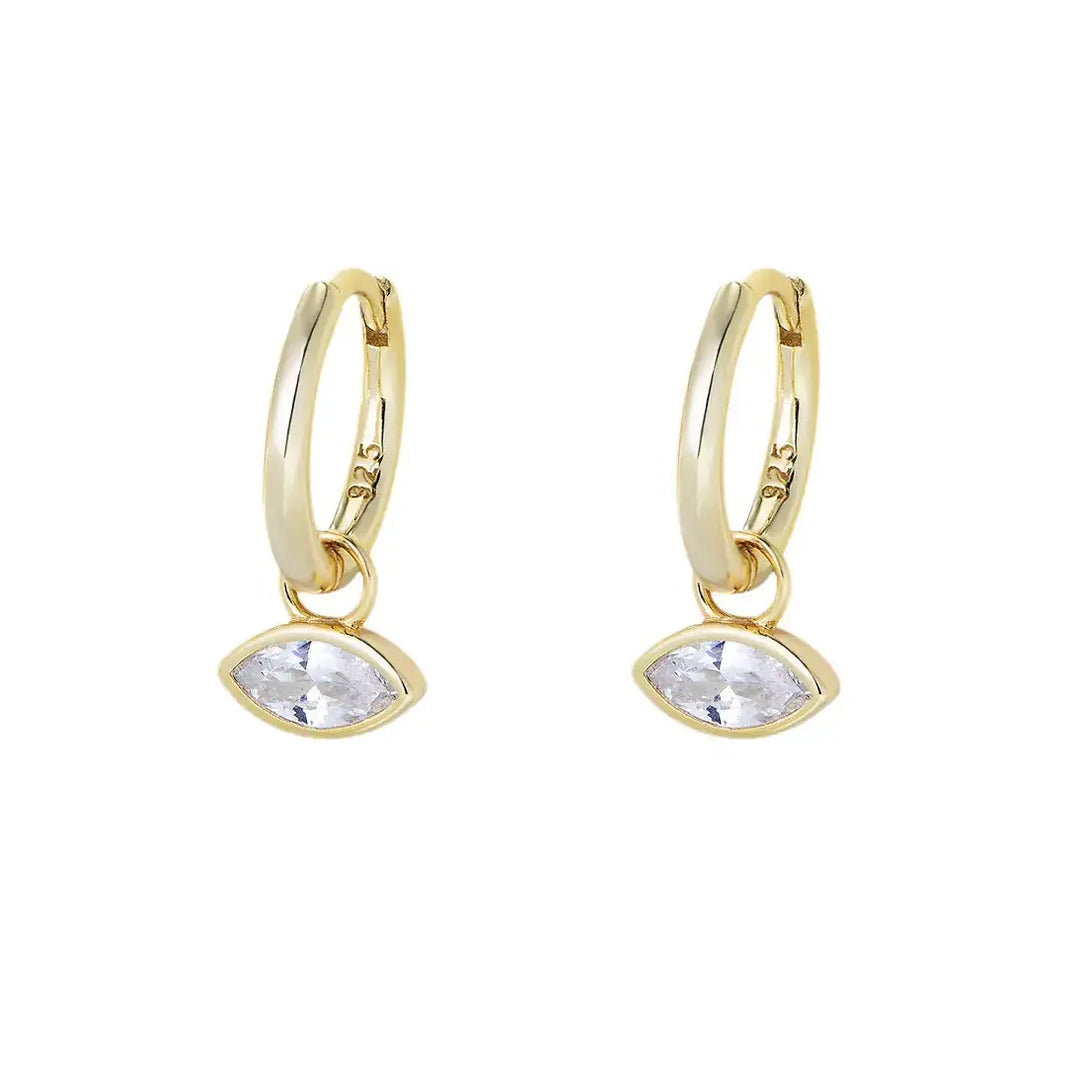 Minimalist Eyes Huggie Earrings, 925 Sterling Silver & Gold Plated