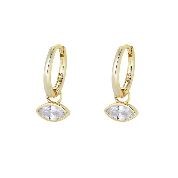 Minimalist Eyes Huggie Earrings, 925 Sterling Silver & Gold Plated