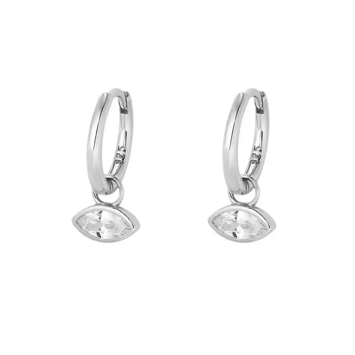 Minimalist Eyes Huggie Earrings, 925 Sterling Silver & Gold Plated