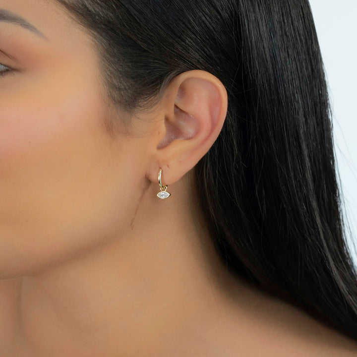 Minimalist Eyes Huggie Earrings, 925 Sterling Silver & Gold Plated