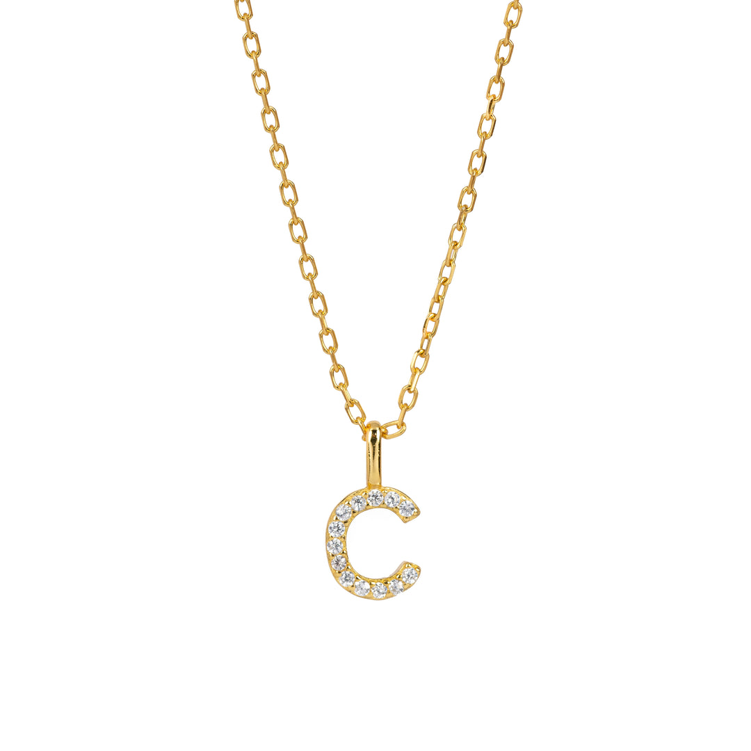 Minimalist Letter Pendant Necklace, 925 Sterling Silver