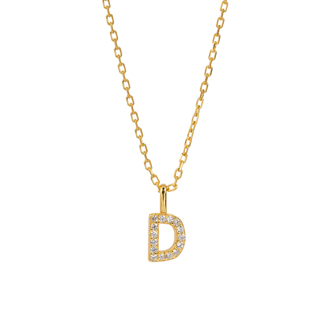 Minimalist Letter Pendant Necklace, 925 Sterling Silver