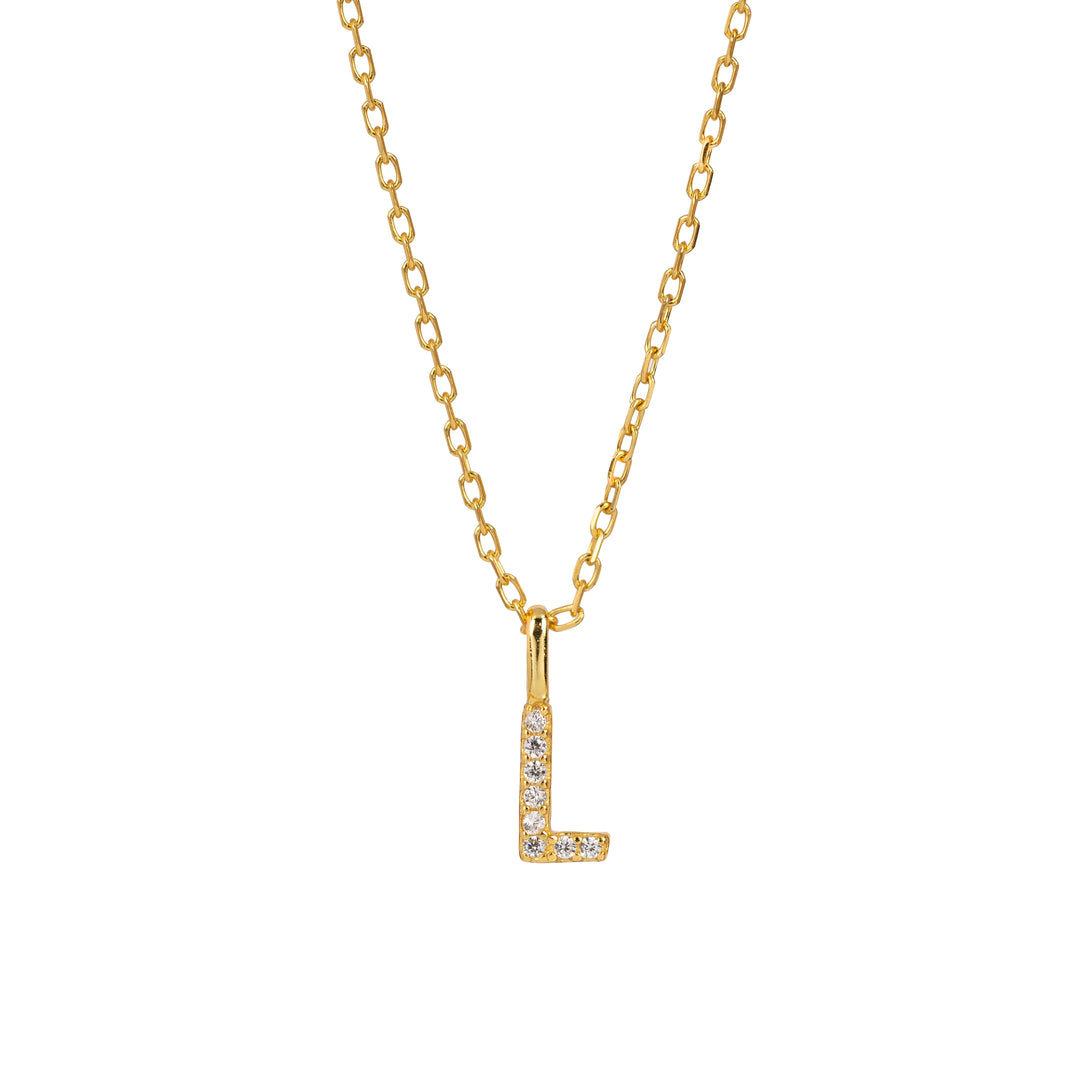 Minimalist Letter Pendant Necklace, 925 Sterling Silver