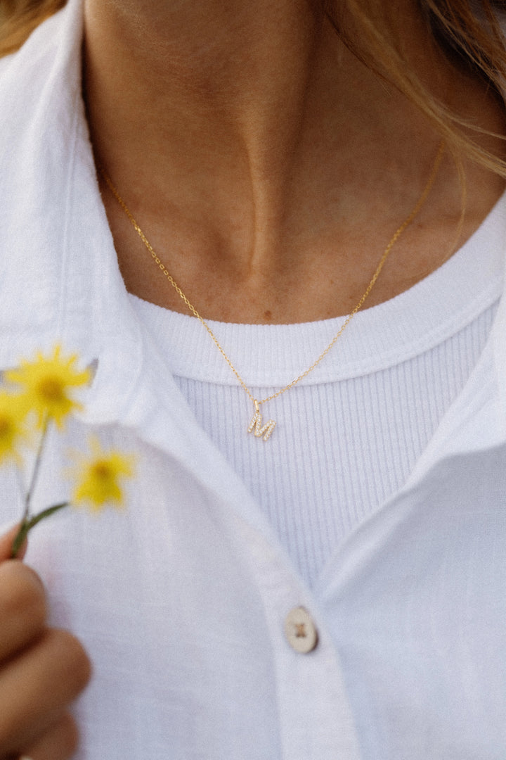 Minimalist Letter Pendant Necklace, 925 Sterling Silver
