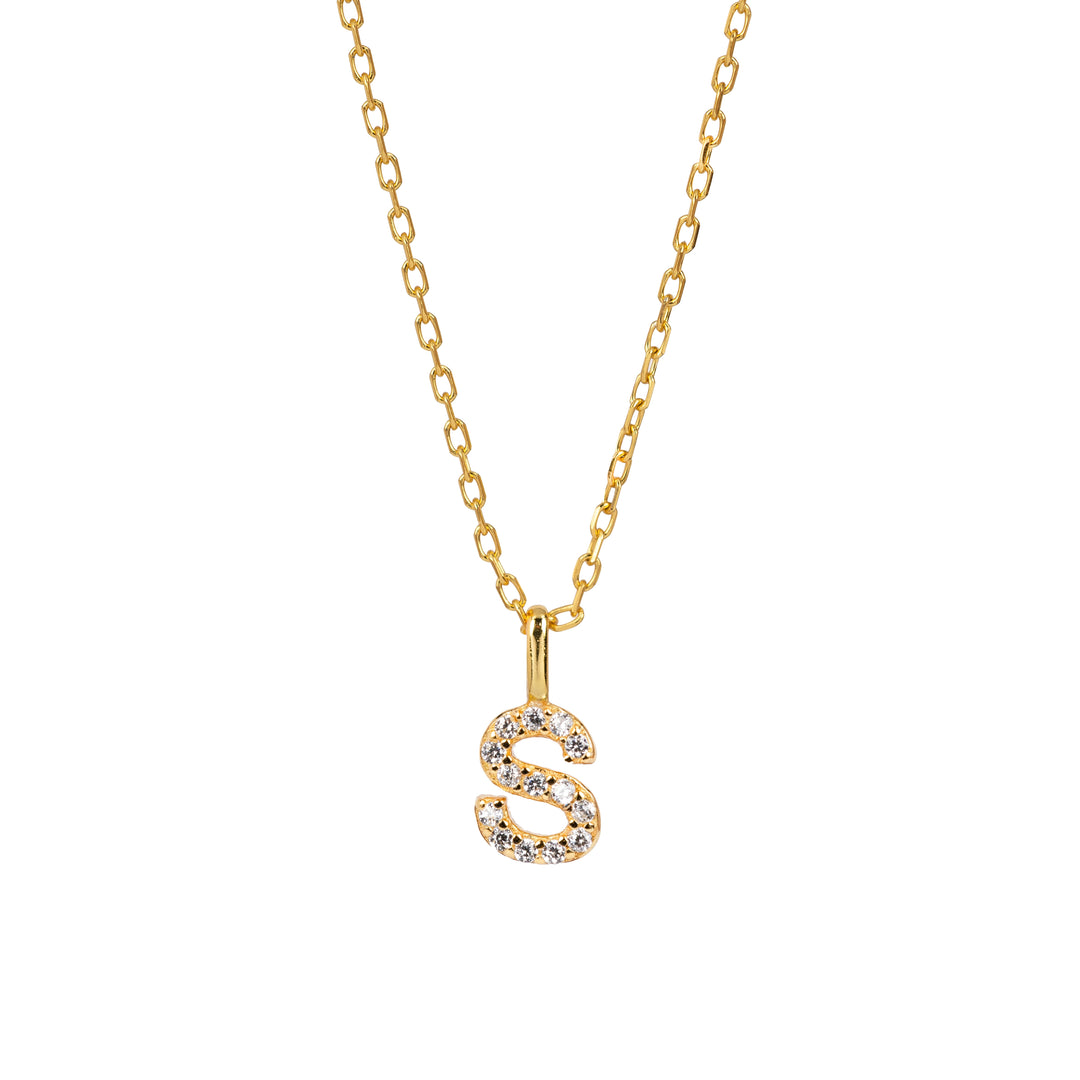 Minimalist Letter Pendant Necklace, 925 Sterling Silver
