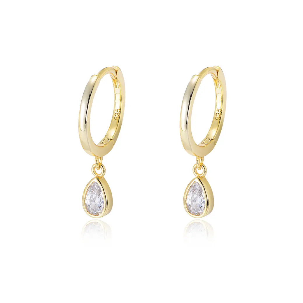 Minimalist drop Huggie Earrings, 925 Sterling Silver & Gold Plated